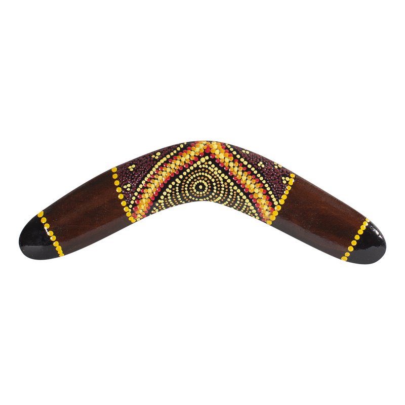 Wooden boomerang 30cm | With Australian paintings | Suar Wood
