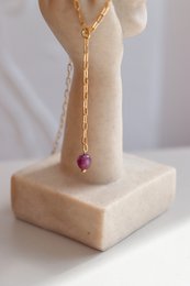 Lariat-Halskette, Burgunder-Granat – Gold
