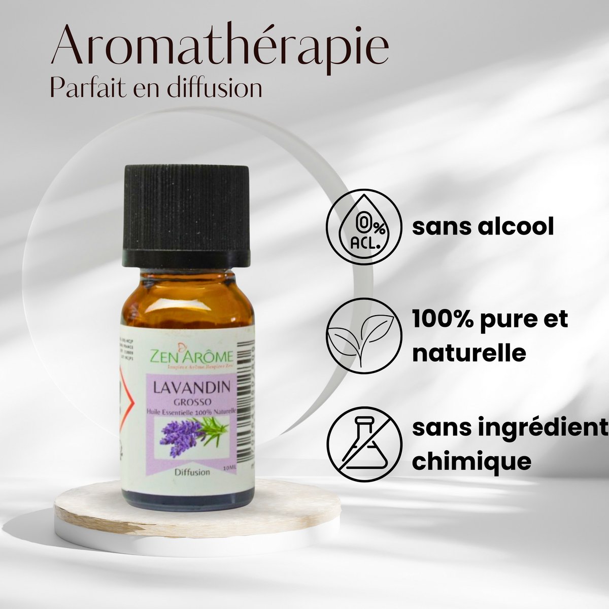 Essential Oil - Lavandin Grosso - 10 ml - Use for Diffusion - Packaged in France
