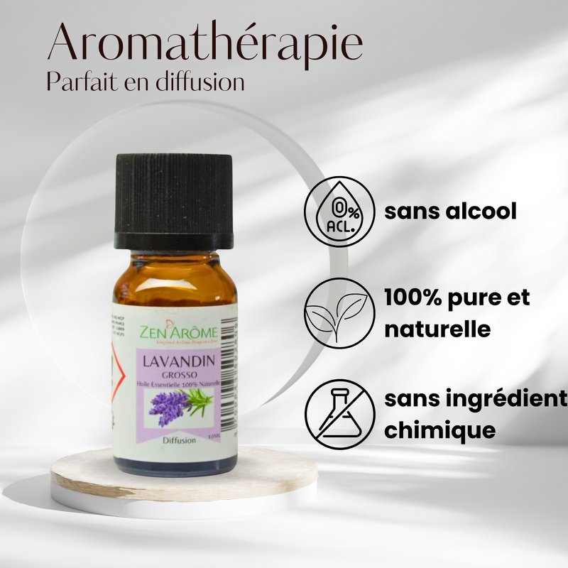 Essential Oil - Lavandin Grosso - 10 ml - Use for Diffusion - Packaged in France