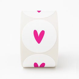 Klistermærker | 250 On Roll Heart | Lyserød
