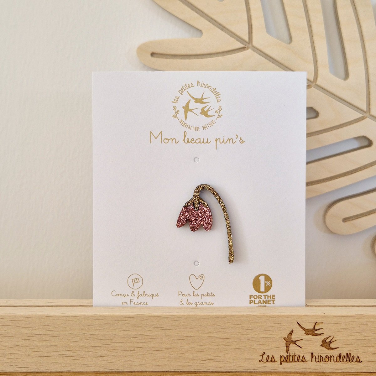 Glitter pin - Lily of the valley