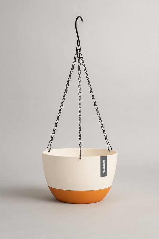 Vaso sospeso con drenaggio - Bianco crema - Adatto anche come vaso da fiori - Per interni ed esterni - Serbatoio per l'acqua