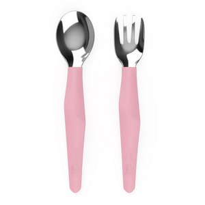 CUTLERY STEEL PINK 2 PIECES