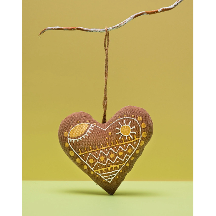 Textile ornament Vanilla and cocoa scented "Coffee heart with snails"