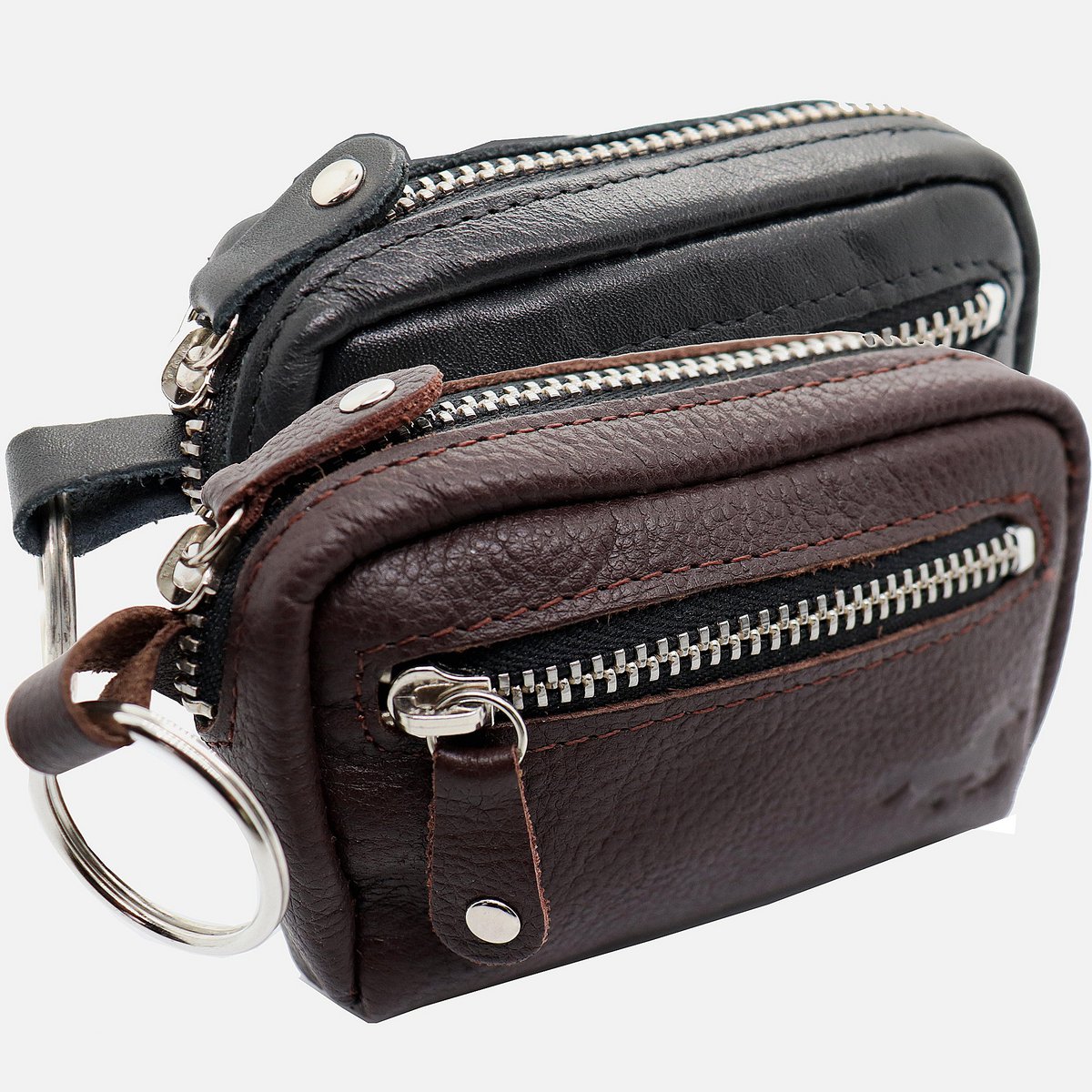 Leather Key Case - Iron Zipper - Key Bag Long