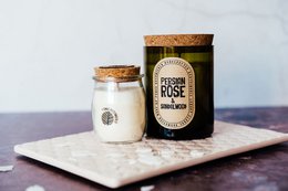 Persian Rose & Sandalwood Soy Wax Candle - Green Glass