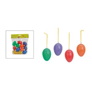 Egg set, 12 pieces, colored, for hanging made of plastic, 6 cm