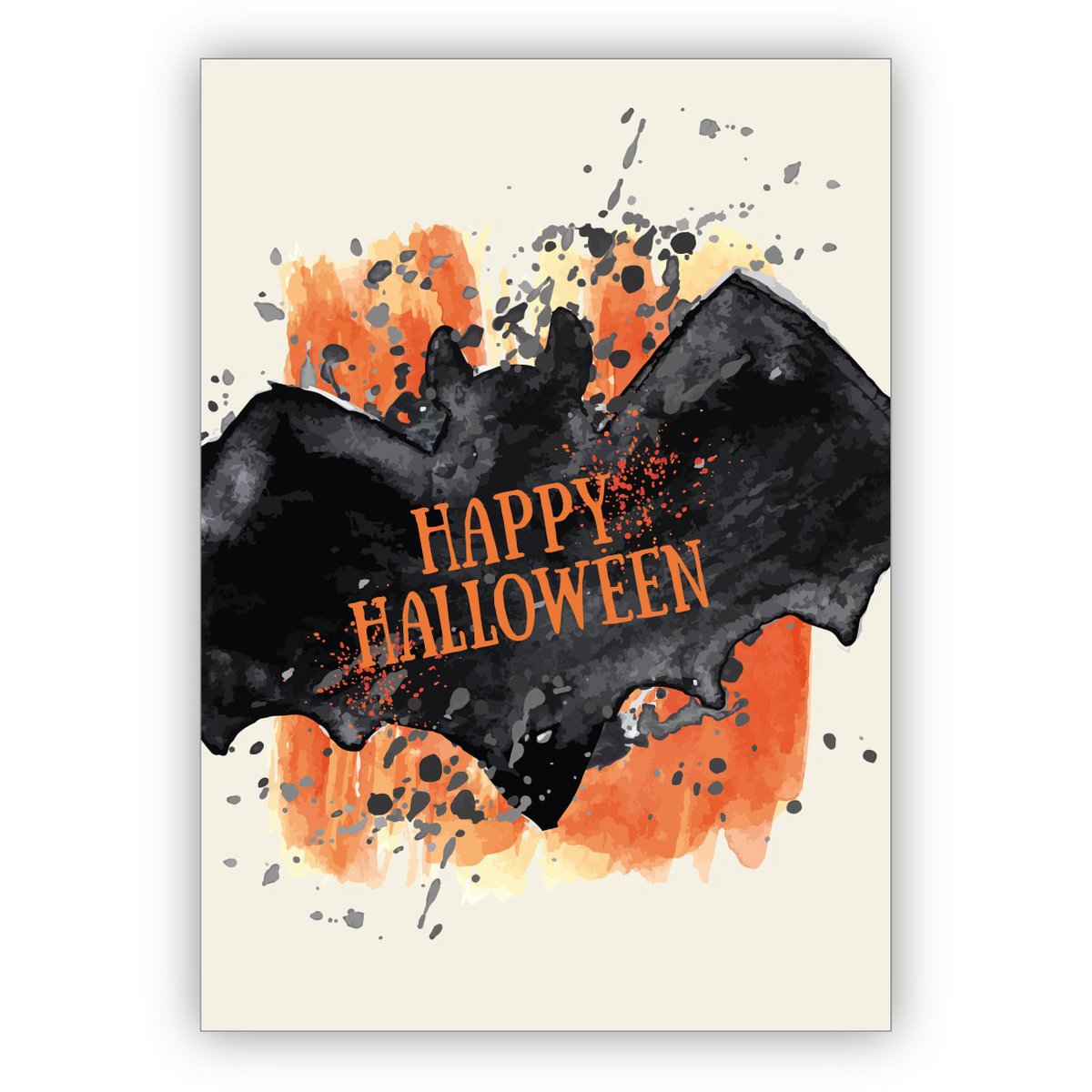 Artistic horror greeting card for Halloween with bat: Happy Halloween