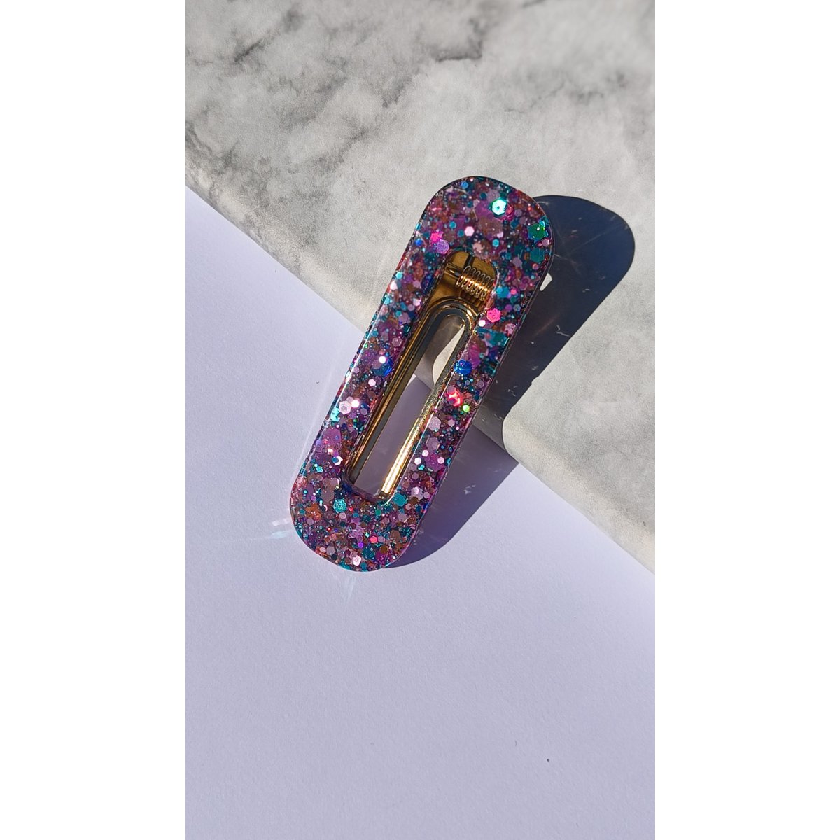 ⋒ pacchetto di clip per capelli in resina - farfalla glitter (8 articoli) ⋒