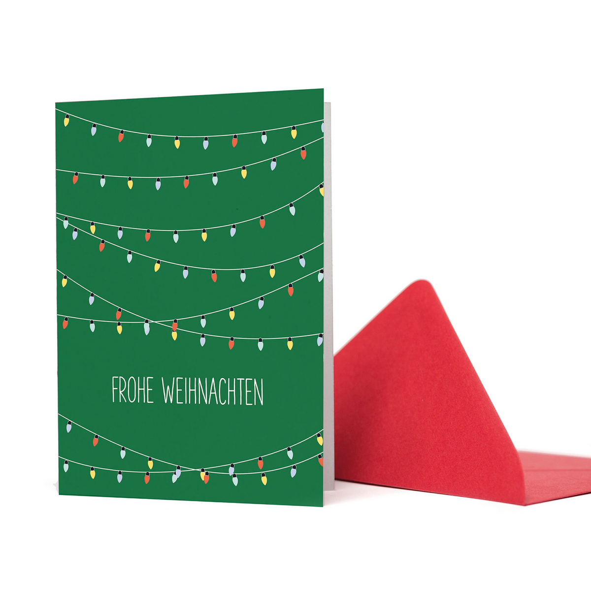 Weihnachtskarte mit Lichterkette "Frohe Weihnachten" aus 100% Recyclingpapier