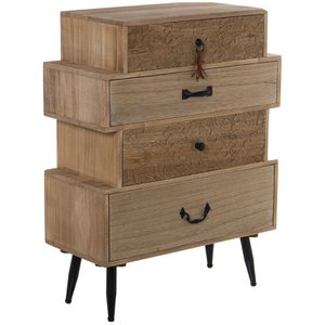 CAJONERA IRREGULAR 4-C MADERA,PAULOWNIA+DM 60X28X80CM, ALT.PATAS:17CM ST68344