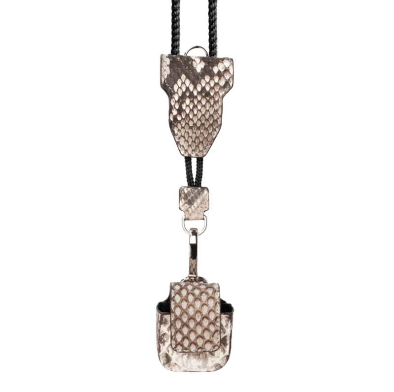 FUNDA AIRPODS PYTHON NATURAL CON MOSQUETÓN
