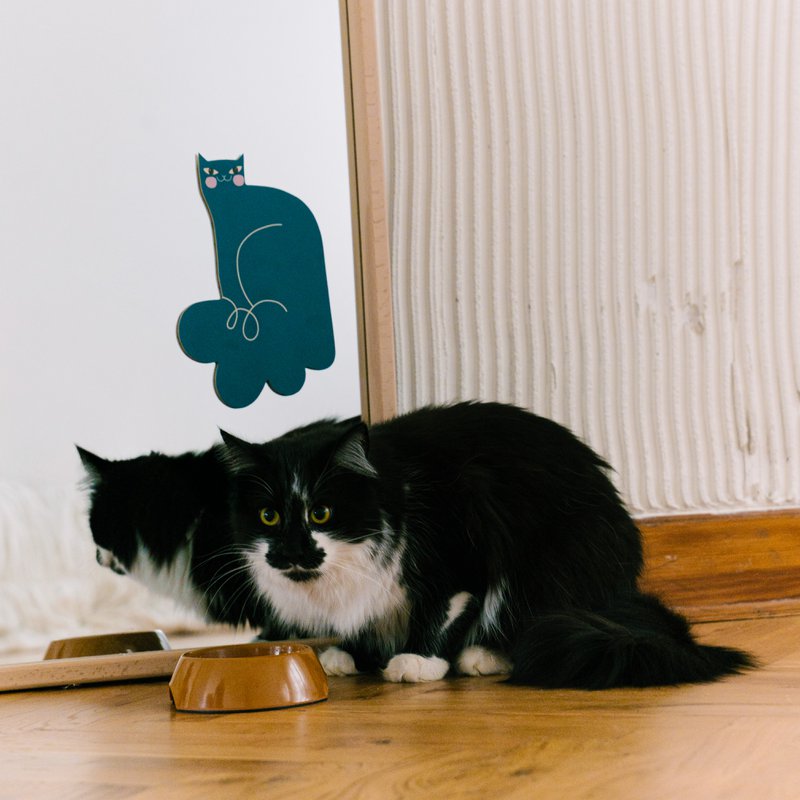 Pickle decoration in the shape of cat, wooden wall decor