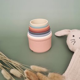 Rattle Stacking cups / Stacking tower earth tones 8 pieces