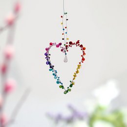 Decoratie Sparkle Heart regenboog 9x12