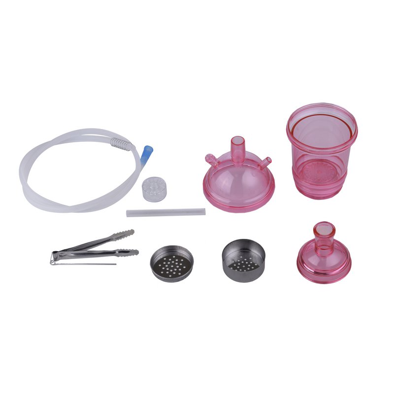 Shisha-Komplettset – ideal für Reisen, Strand, Festivals – Shisha mit Silikonschlauch, Zange, Wasserpfeife, komplettes modernes Acrylglas-Set