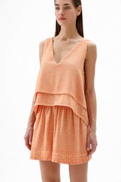 Blusa de Tirantes Naranja (3218) 30% lino 70% algodón