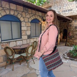 Sunsa Hobo Tasche. Beutel Bag aus gewebte Baumwolle gestreift. Damen/ Mädchen Umhängetasche mit verstelbarer Henkel. Leichte große Stofftasche mit Reißverschluss.