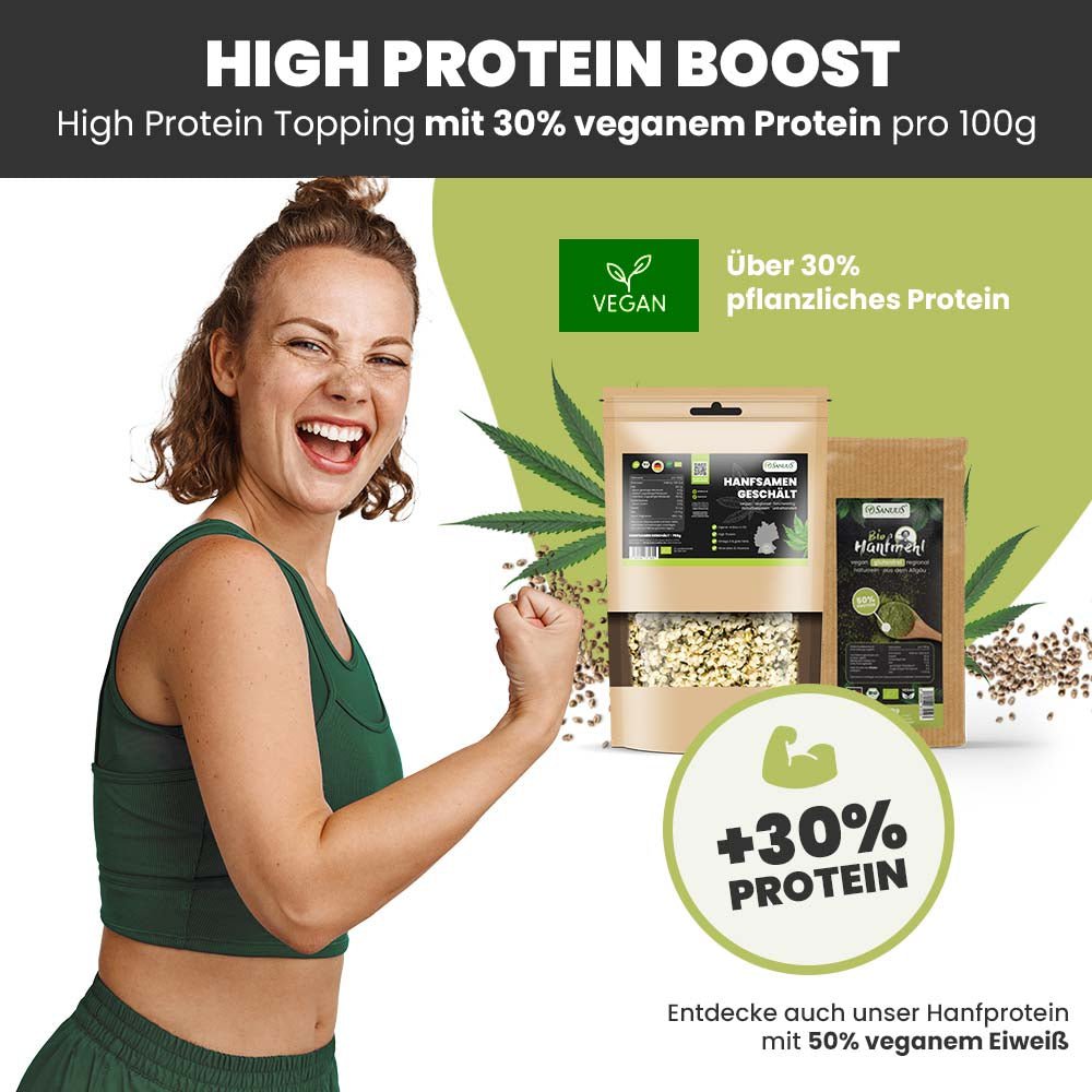 SANUUS Semi di canapa biologici dell'Allgäu pelati da semi di canapa tostati 250g
