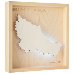 BELLE ILE EN MER - France - Wooden ISLAND LIGHT MAP (LED)