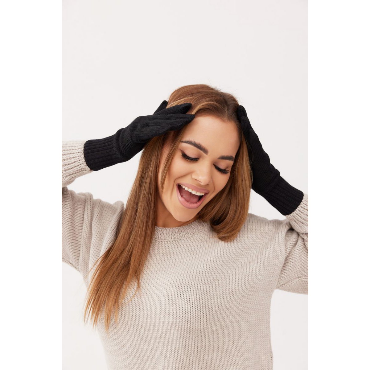 3-piece set (hat + scarf + gloves) 100% merino wool BLACK