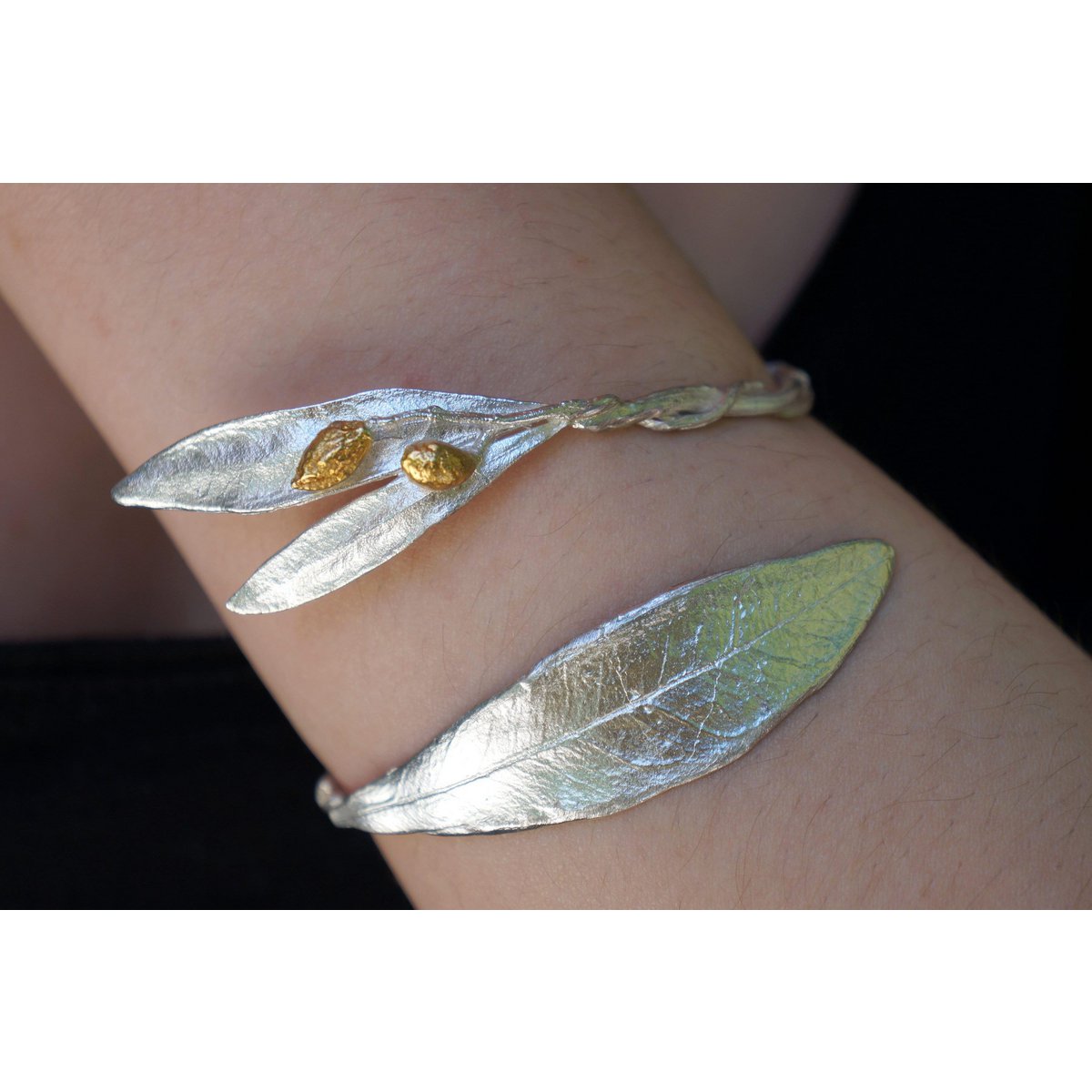 Silver Olive Branch Bracelet, Sterling Silver Jewelry, Adjustable Cuff, Gift for Her, Birthday Gift for Women, Handmade Jewelry