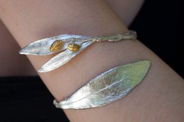 Silver Olive Branch Bracelet, Sterling Silver Jewelry, Adjustable Cuff, Gift for Her, Birthday Gift for Women, Handmade Jewelry