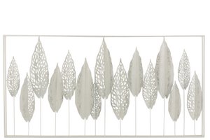 J-Line Wanddekoration Blätter – Metall – Weiß