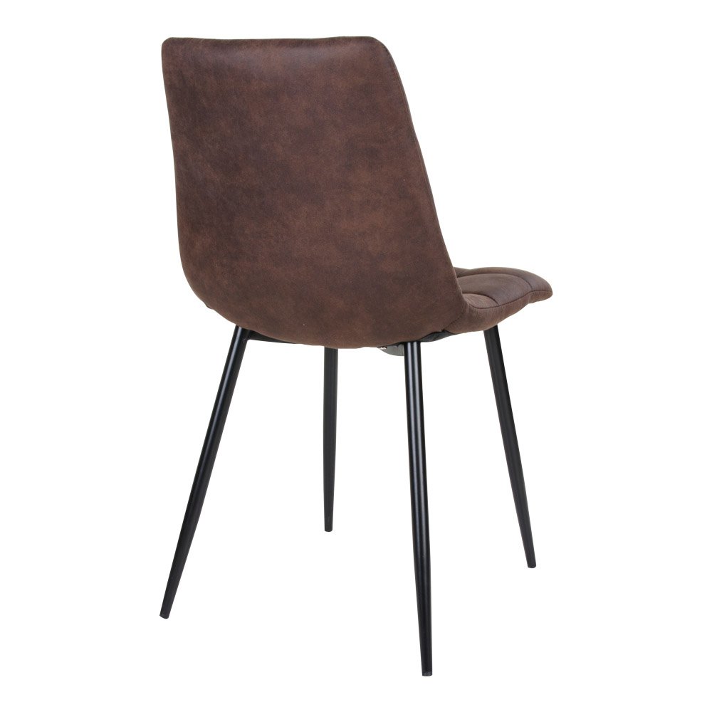 Silla de comedor Middelfart - Marrón, microfibra, patas de metal negro - Juego de 2
