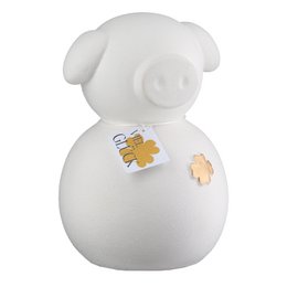 Spaarpot geluksvarken 2-ass. grijs, wit H. 12,5 cm, VE 8