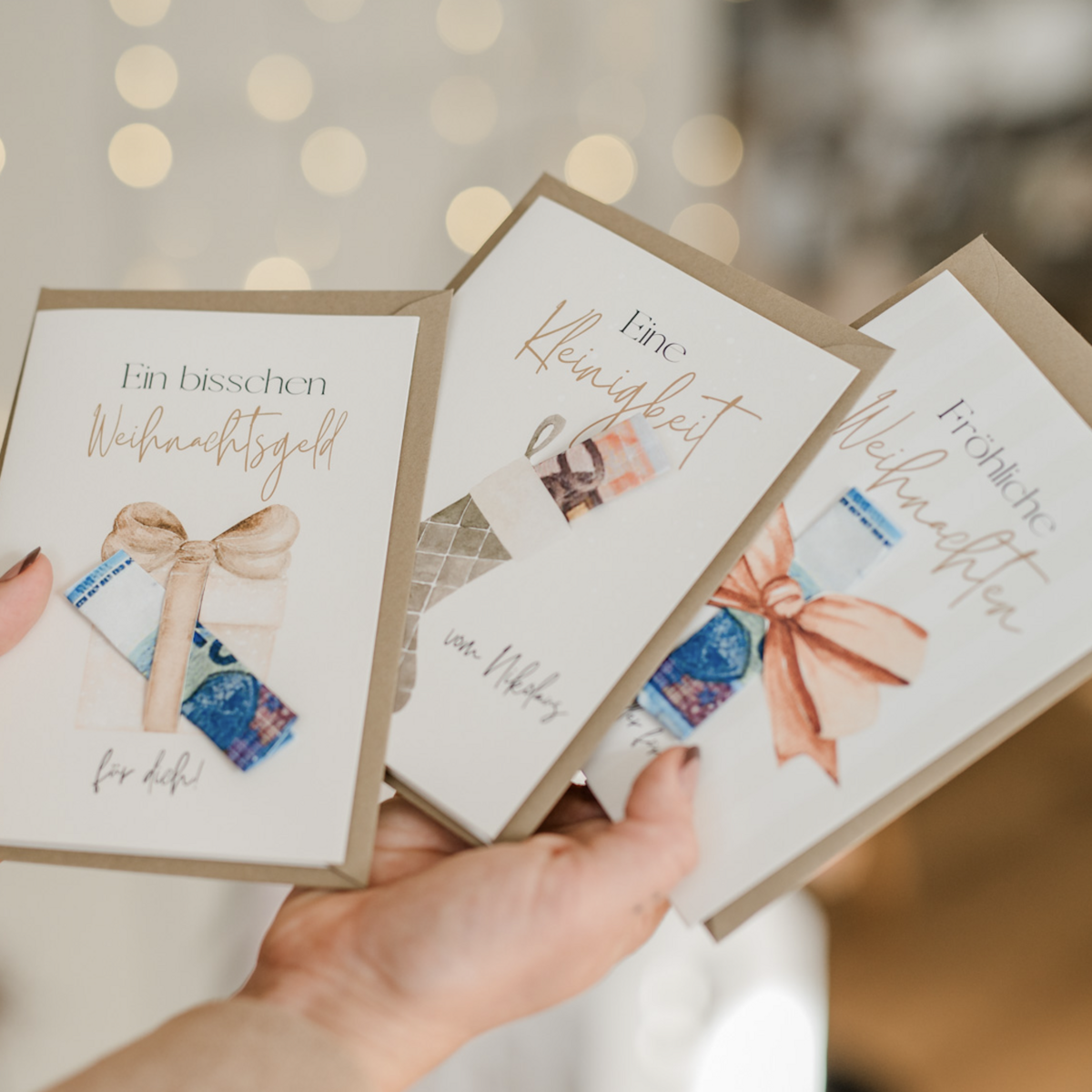 Christmas card for money gifts with an envelope "Christmas bonus"