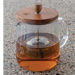 Teiera con Coperchio in Legno e Infusore Removibile 1L