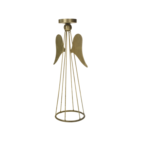 Gouden engel metalen kandelaar h 37 d 12 cm