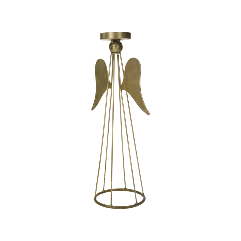 Golden angel metal candle holder h 37 d 12 cm