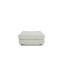 Cream beige modular pouf, large ottoman, contemporary design, upholstered seating module.