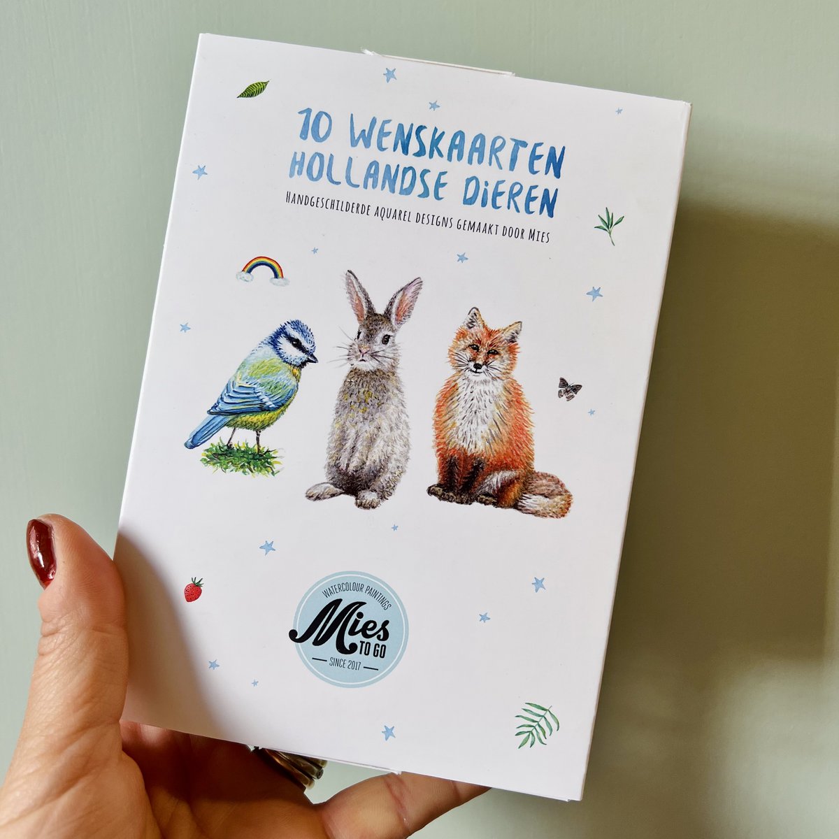 10 greeting cards Dutch animals incl. envelope - hand-painted by Mies to Go - postcard - A6 size