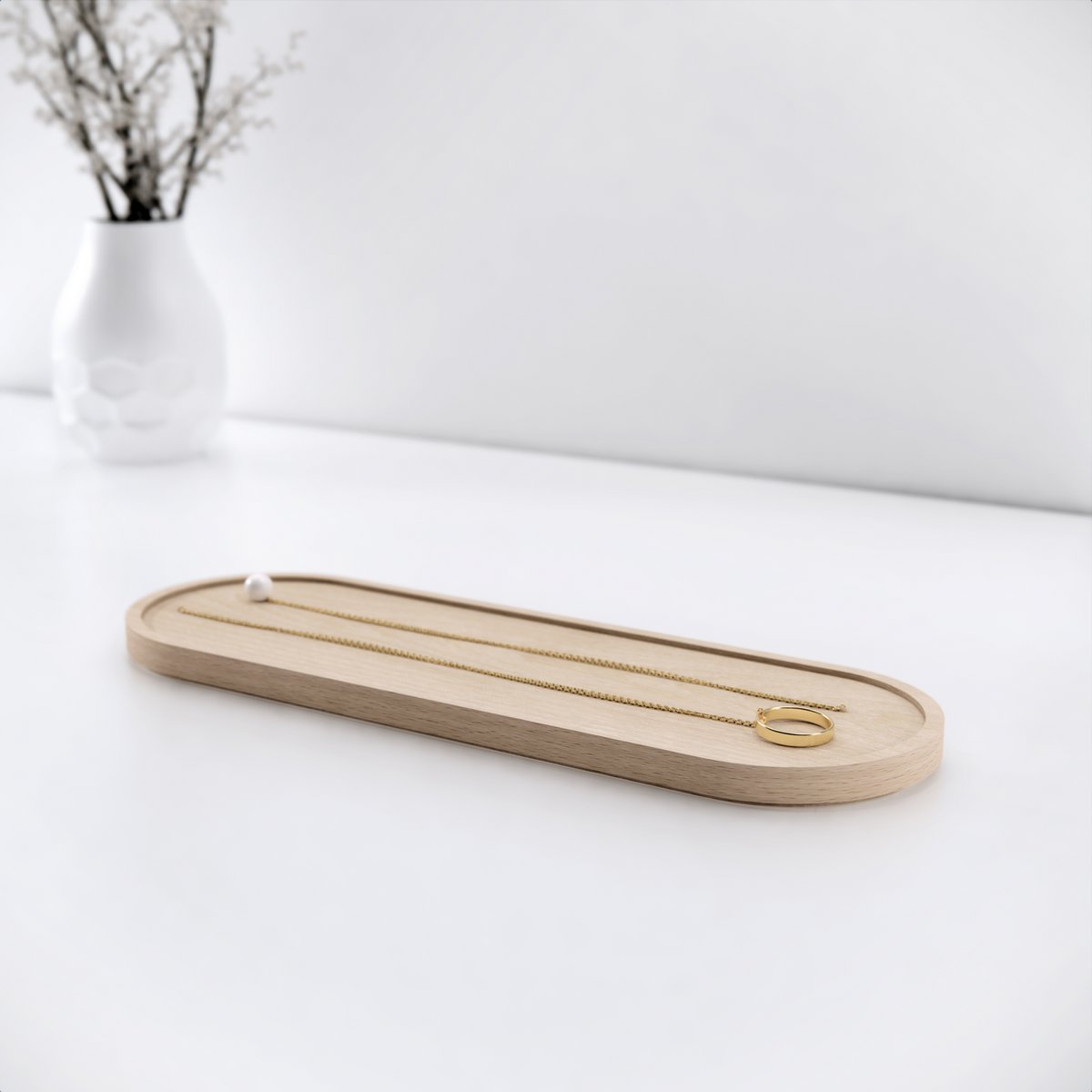 Vassoio organizer da scrivania in legno impilabile