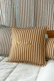 Nursery canopy with ruffle "blue and brown stripes"