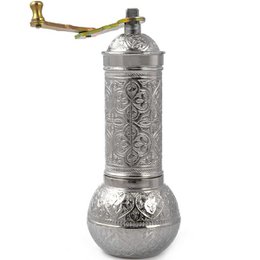 Metal spice mill - silver - large - 18 x 7cm