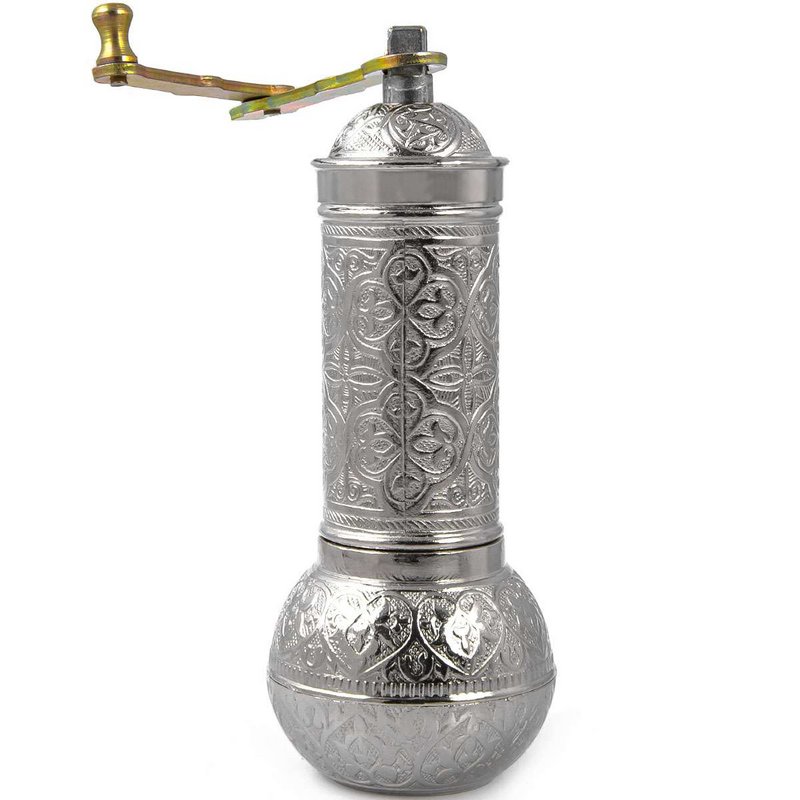 Metal spice mill - silver - large - 18 x 7cm