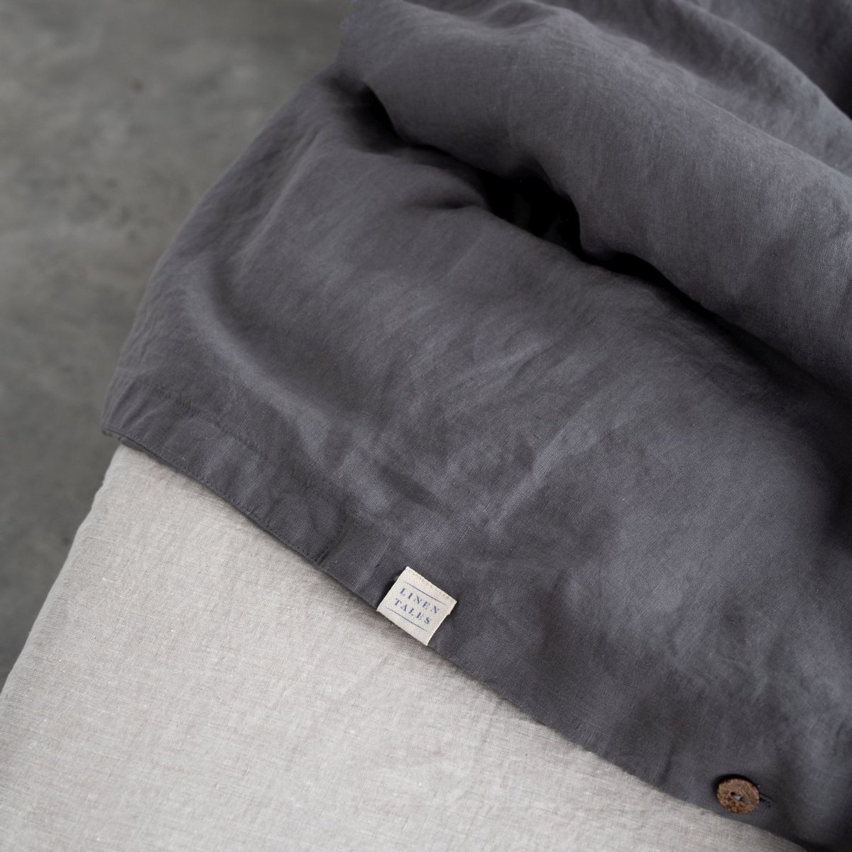 Housse de couette en lin gris foncé