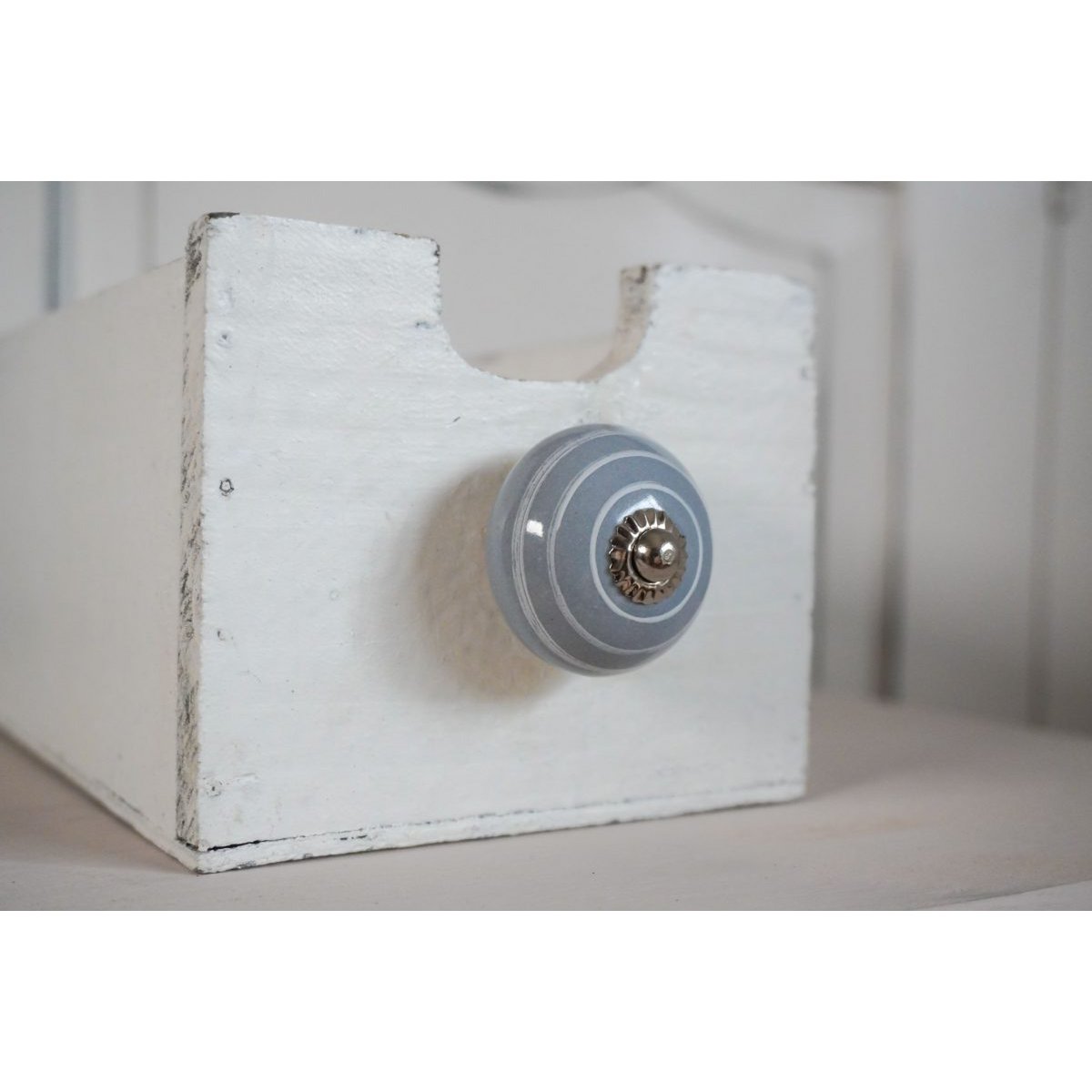 Pomo para mueble gris con rayas 4 cm Isabelle Rose