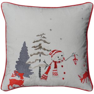 Winter White – Snowman Embroidery – Cushion Cover / Kussenhoes – Christmas 45×45 cm – Urbane Hide