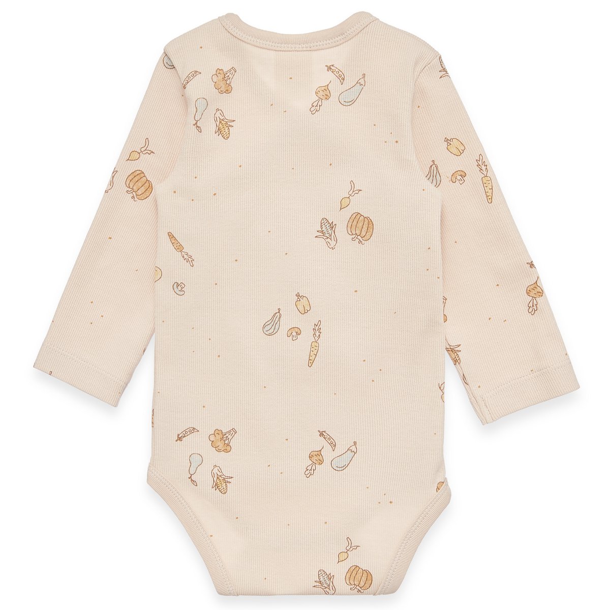 Babyoverslagrompertje lange mouwen - gestructureerd materiaal in 2/2 rib - beige