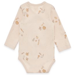 Babyoverslagrompertje lange mouwen - gestructureerd materiaal in 2/2 rib - beige