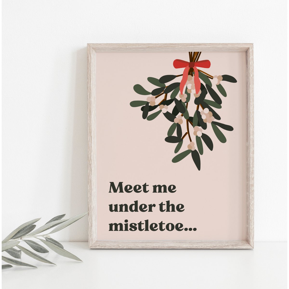 Mål mig under Mistletoe -plakaten, Marrier -plakaten, juleplakat, juleprint, mistelten print