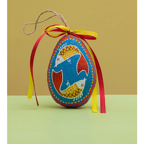 Small blue Easter Egg with fishes