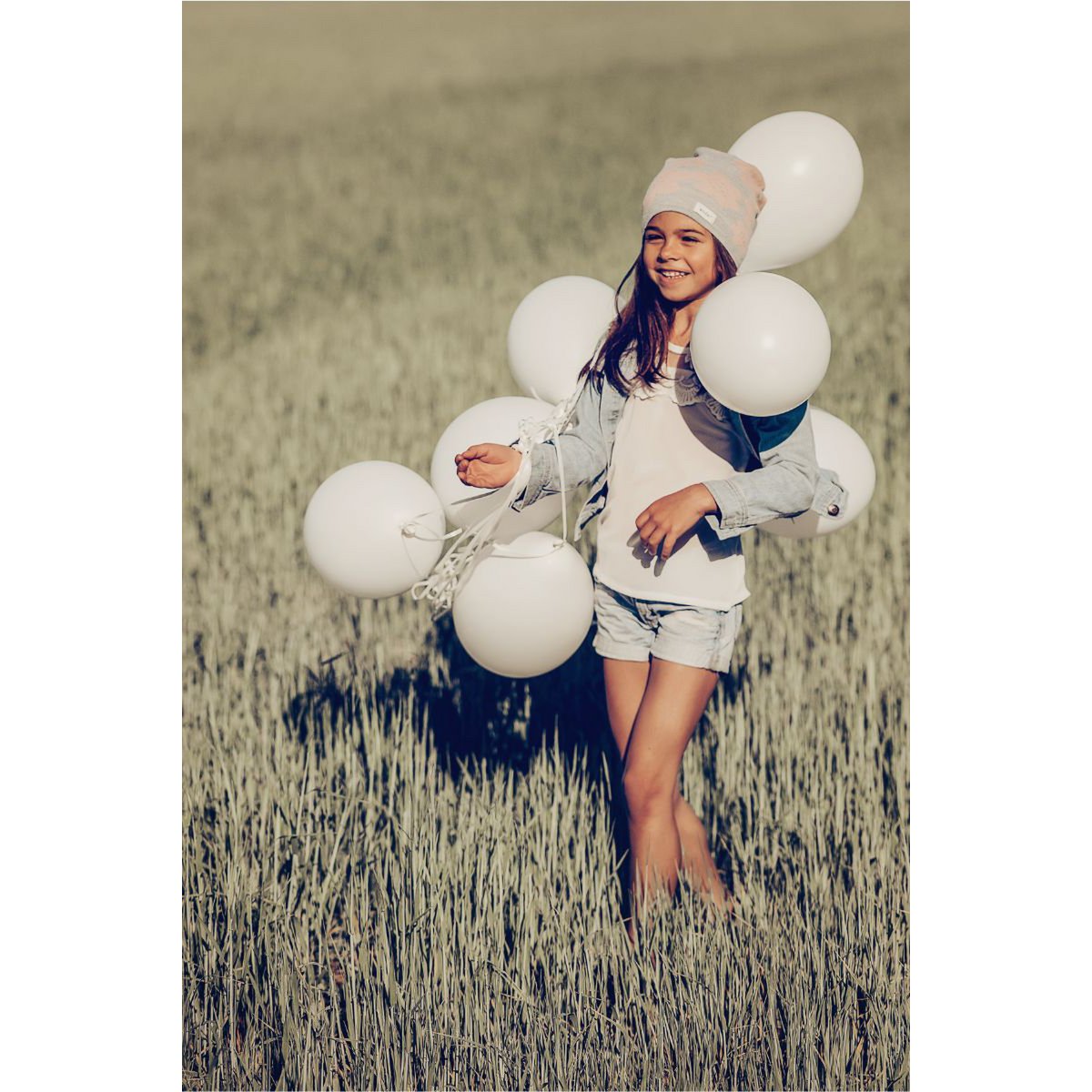 FLOWER GRAY summer hat for girls
