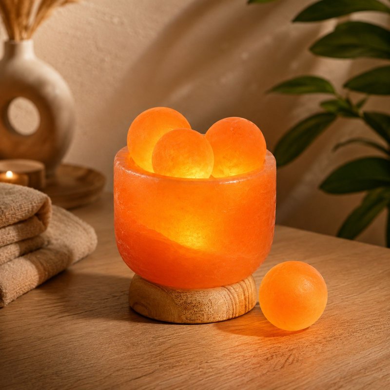 Himalayan Salt Crystal Lamp – 4 massage balls 2Kg – Natural Material – Gift and Decoration Idea